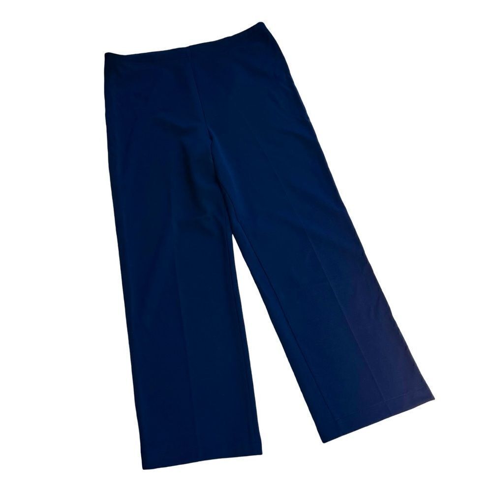 Vintage 1970s Navy Stretch Knit Wide Leg Trousers / Lounge Pants